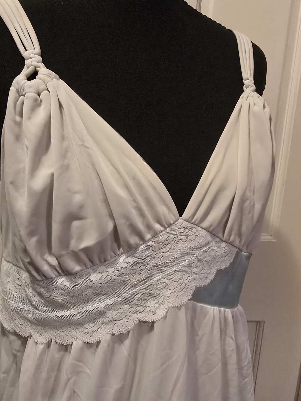 Vintage Shadowline Baby Blue Satin And Lace Maxi Slip